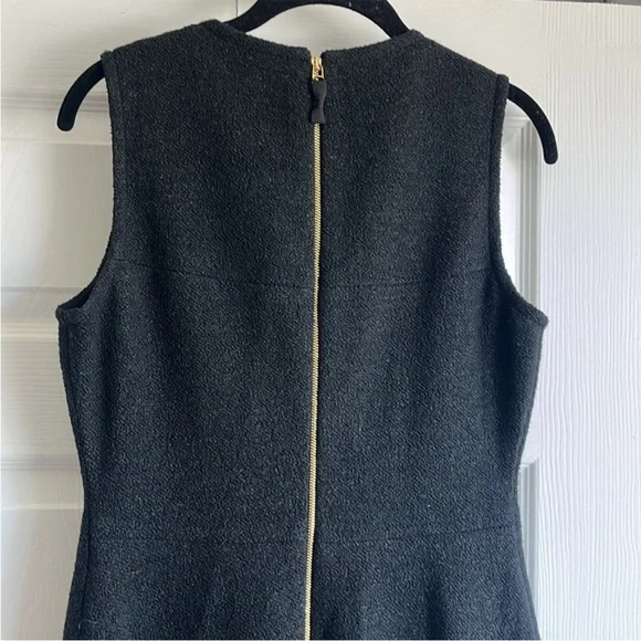 Kate Spade EUC Wool Textured Tweed Fit Flare Flounce Black Sleeveless Dress - Picture 5 of 10